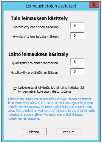 HRSuunti Työntekijöiden leimaukset siirretään Toteumataulukon tiedoiksi HRSuunnissa.