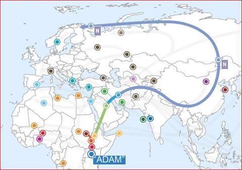 N1-haploryhmän esi-isien reitti Suomeen (Lähde familytreedna.com). Noin 5000 6000 vuotta sitten suomalais-ugrilaiset heimot asuivat Volgan mutkassa.