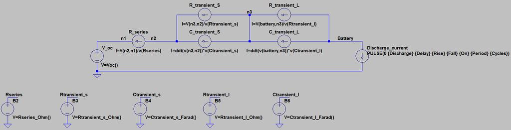 10 Kuva 4. SOC eri lähtökapasiteeteilla. 2.2.2. I-V-piiri Kuvan 5 I-V-mallissa lähdön sarjaresistanssit ja näiden rinnakkaiskapasitanssit on mallitettu behavioral-tyyppisillä virtalähteillä BI (R_series,.