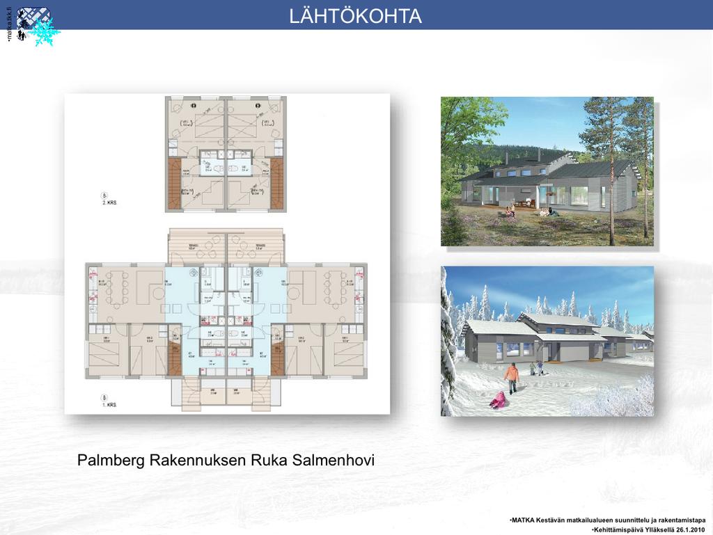 Mallitalon lähtökohtana käytettiin Palmberg Rakennuksen Rukalle rakentamaa Salmenhovi-paritaloa. Lähtökohtatalon tarkoituksena oli antaa mallitalolle tilaohjelma sekä selkeä vertailukohde.