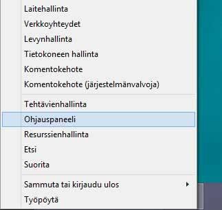 Avaa Ohjauspaneeli. Windows.:ssä se onnistuu napsauttamalla hiiren oikealla käynnistyspainiketta ja valitsemalla Ohjauspaneeli.