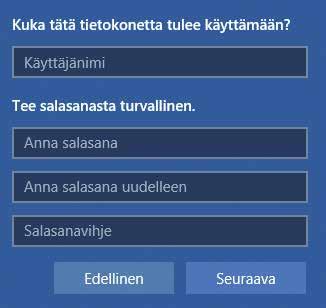 Tässä ikkunassa voi muokata yksityisyysasetuksia valitsemalla Mu- kauta asetuksia mutta sen voi tehdä myöhemminkin.