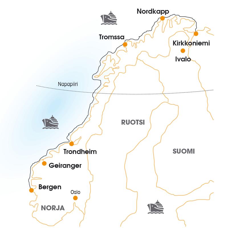 6. päivä Trondheim ja Kristiansund Aamiaisaikaan saavutaan Trondheimiin ja lähdetään retkelle.