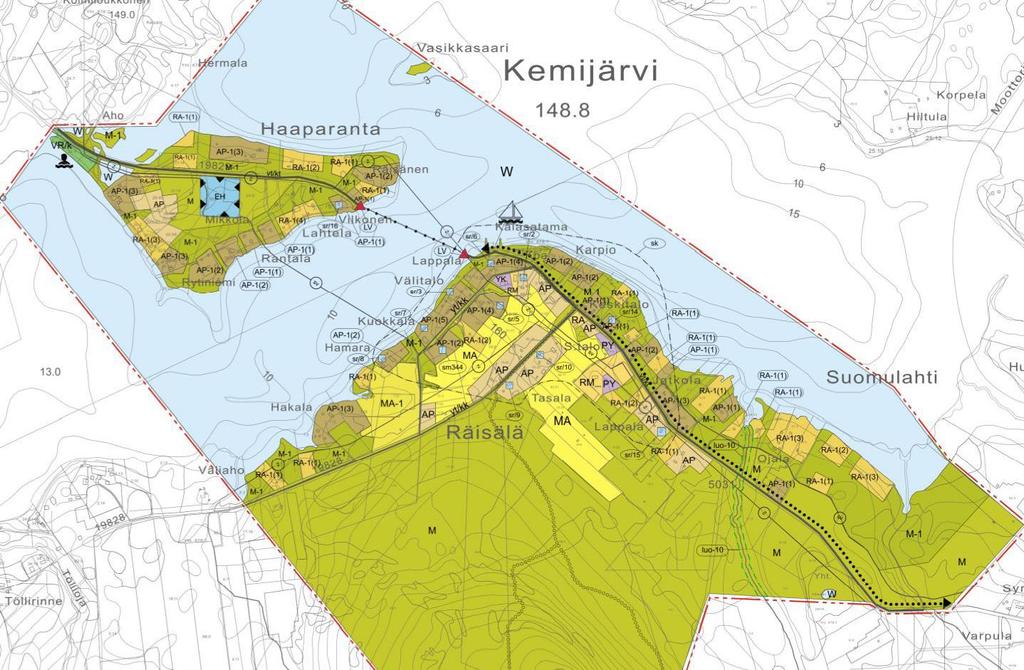 FCG SUUNNITELU JA TEKNIIKKA OY Selostus 44 (100) 6.3 Kaavaehdotus uudelleen nähtäville Yleiskaava-alue jaettiin kahteen osaan, Suomun ympäristöön ja Räisälä- Haaparanta alueeseen.