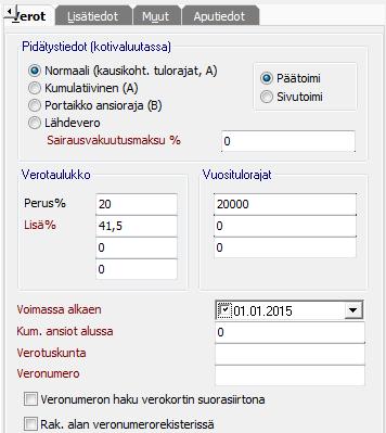 9 Palkanlaskenta Luvussa kerrotaan laajemmin vuodenvaihteen toimenpiteistä palkanlaskennassa. 9.1 Johdanto Palkanlaskennassa ei ole pakollisia vuodenvaihteessa ajettavia ajoja. 9.2 Ennakonpidätykset 9.