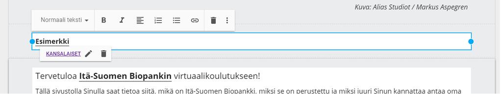 85 (85) 15. Valmis linkki näkyy tekstissä lihavoituna. Viemällä kursorin linkin päälle, näet minne kyseinen linkki johtaa käyttäjän.