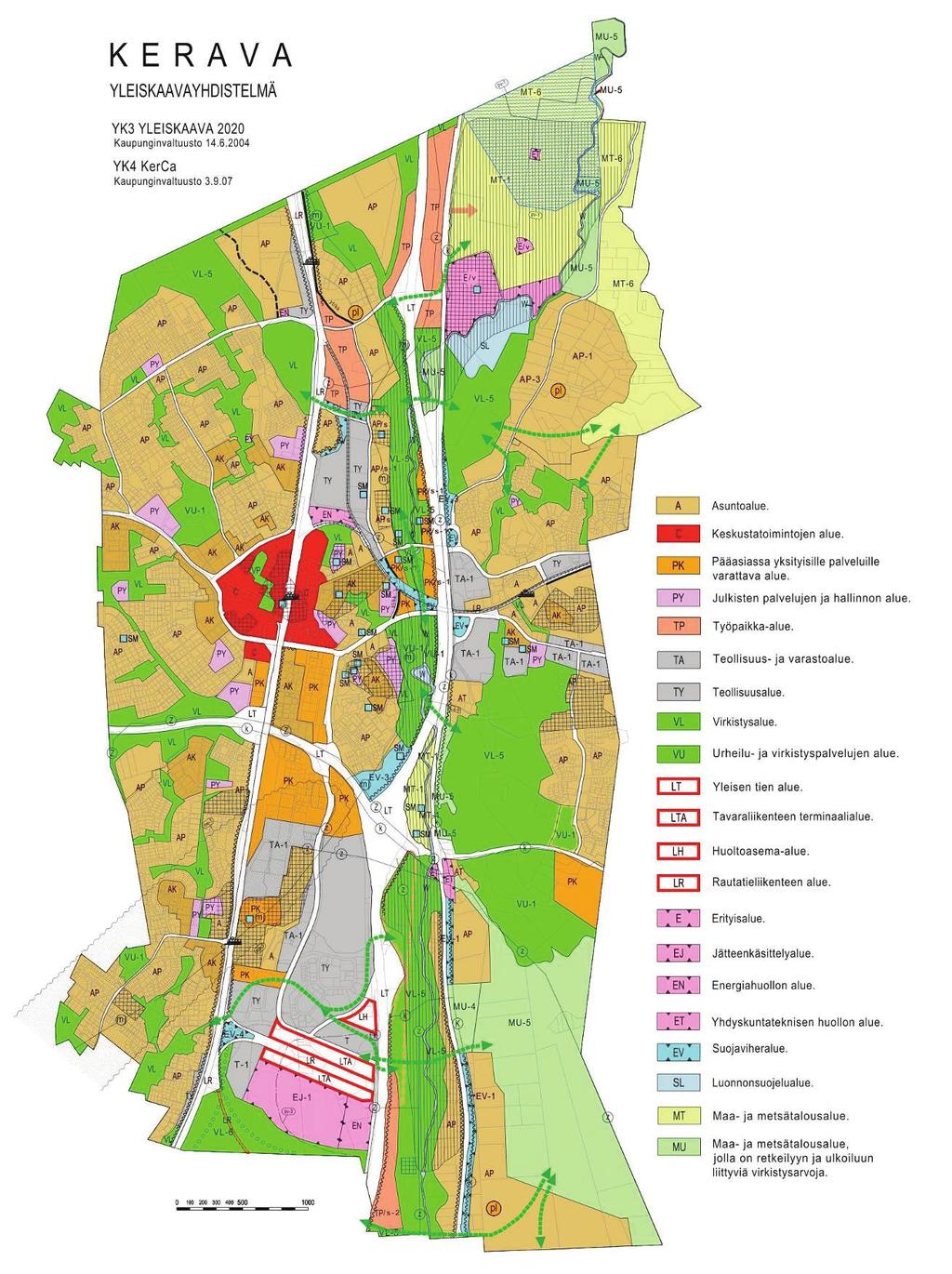 6 Kaavoituskatsaus 2016 Kaavoituskatsaus 2016 7 Yleiskaavat ja yleiskaavan muutokset Yleiskaava 2020 (YK3) ja yleiskaavan muutos KerCa (YK4) Koko Keravan kaupungin alueella on voimassa