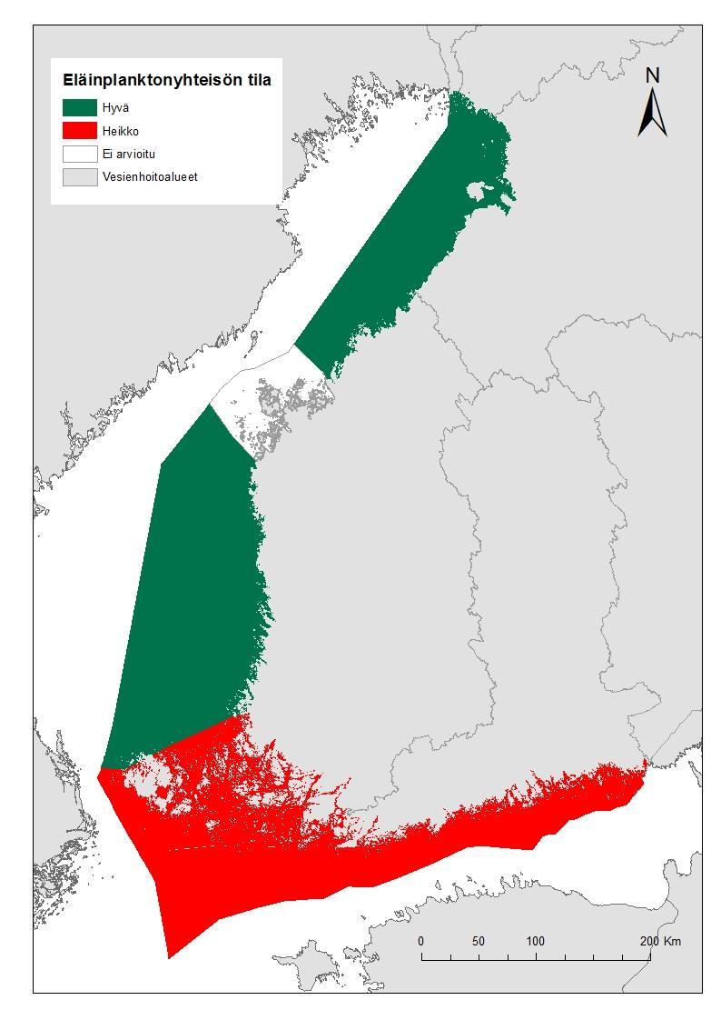 vuonna 2001 keskikoon suhteen ja tilanne on jatkunut samana viimeiseen arviointijaksoon (2011 2015) saakka (Kuva 58). Kuva 58.