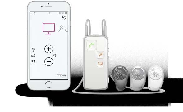 Yhdistä Oticon Medical Streamerin kautta Kaukosäädin Mobiililaitteet TV Mikrofoni Tietokone Puhelin Musiikki MiniJack Induktiosilmukka FM Sovellus iphone- ja