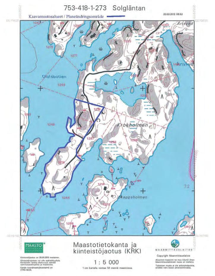 Suunnittelualue Suunnittelualue sijaitsee Krokholmenin niemessä Löparö saaren eteläkulmassa Alustavan rajauksen mukaan ranta-asemakaava koskee osia tiloista 753-418-1-219, 753-418-1-273 ja