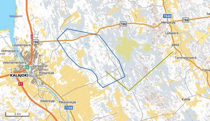 1. Perustiedot 2 Inventointialue: Kalajoen Mustilankankaan tuulivoimapuiston hankealue ja voimajohtolinjaus Pitkäsenkylä-Jylkkä Työaika: Kenttätyöaika 19.10., 24.10. ja 9.11.