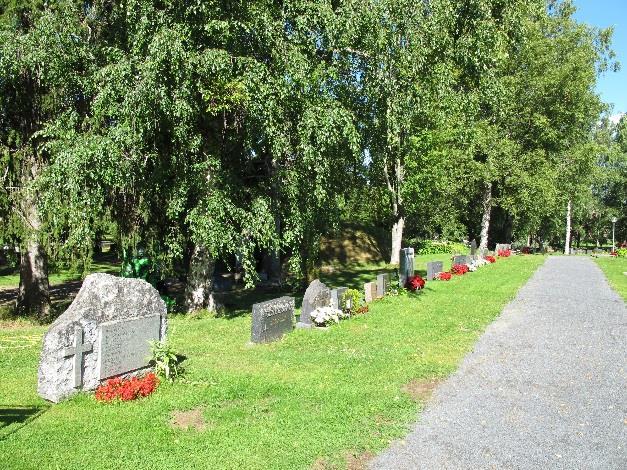 Osasto rajautuu etelässä ja pohjoisessa käytäviin. Länsipäädyn käytävän vierustalla olevat muistomerkit kuuluvat vielä osastoon C.