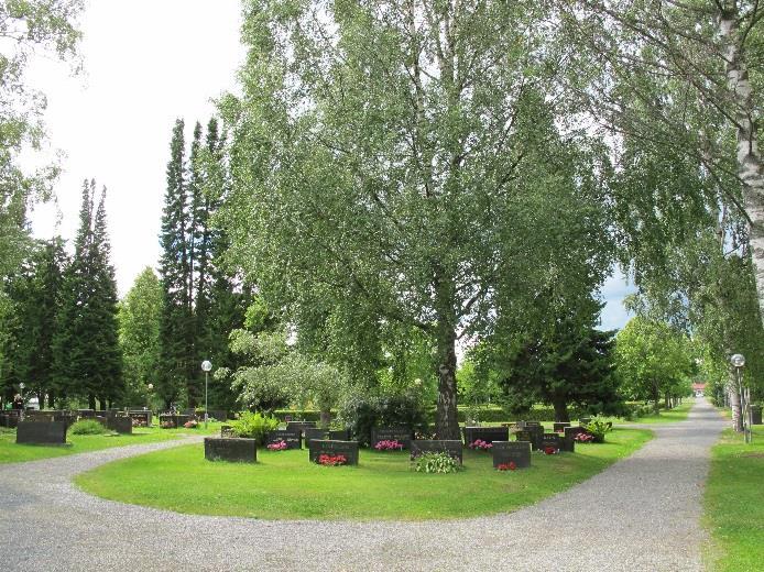 OSASTO E1 Osasto E1 tulee eteen kun saavutaan hautausmaalle kirkonpuoleiselta parkkipaikalta käytävää pitkin. Pientä, kolmion muotoista aluetta rajaavat kaikilta sivuilta käytävät.