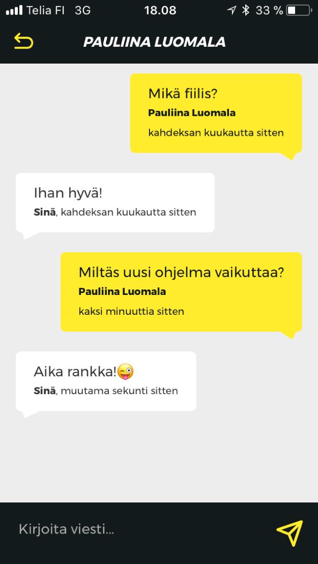 Keskustelut kohdasta valmentaja näkee kaikki käydyt keskustelut asiakkaiden välillä sekä ajankohdan