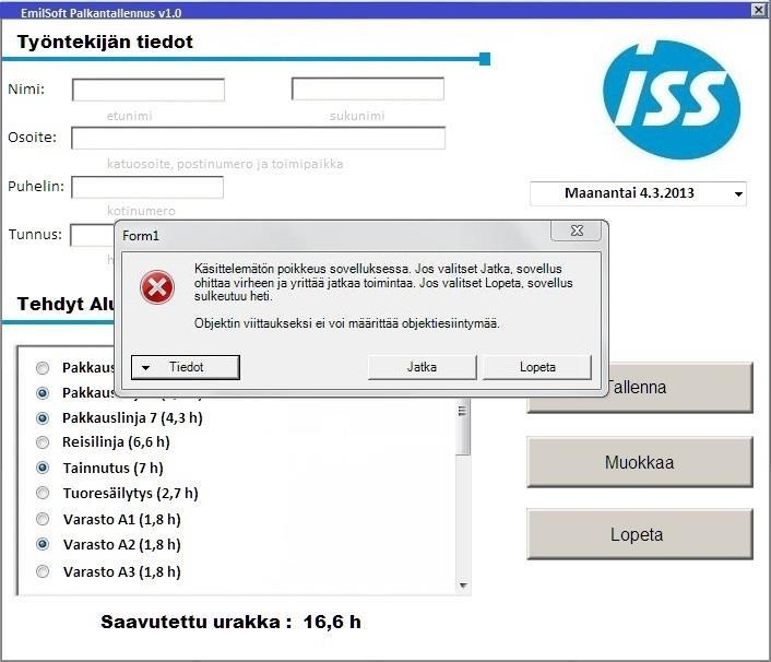 38 Yllä olevissa kuvissa ohjelma on antanut virheilmoituksen. Miten virheilmoitus tulisi mielestäsi antaa?