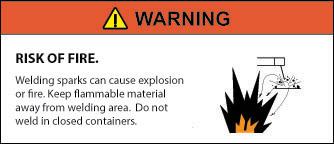 VAROITUS Hitsauskipinät voivat aiheuttaa räjähdyksen tai tulipalon.