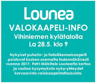 6 klo 10 Keittomaalitalkoot Vihiniemen kylätalo HEINÄKUU Lauantaisin klo 16-17 Taikkis-jumppa Vihiniemen kylätalo ELOKUU Lauantaisin klo 16-17 Taikkis-jumppa Vihiniemen kylätalo Vihiniemen kyla talon