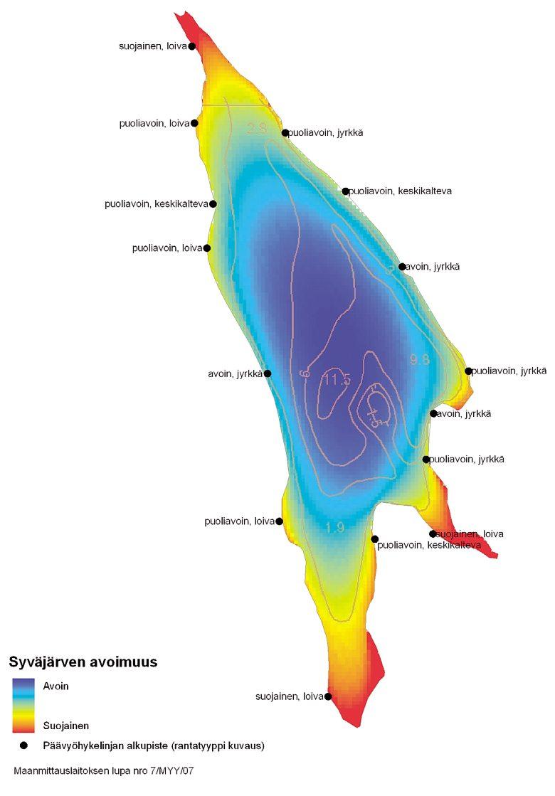 2.2.10 Rannan morfologian vaikutus vesikasvillisuusmuuttujiin Mikäli rannan morfologia aiheuttaa säännönmukaista vaihtelua seurantatuloksiin,se tulee huomioidaseurantapaikkojen valinnassaeli paikat