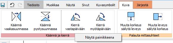 Piilota/näytä välilehden työkaluja Voit piilottaa välilehtien työkaluja painikkeen alle.