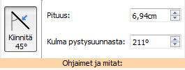 Viivan hallinta ja koko Voit käyttää Viiva-välilehden vaihtoehtoja viivan pituuden ja sen kulman määrittämiseen. Viivan käsittely Voit liikuttaa viivaa vetämällä sen keskiosasta.