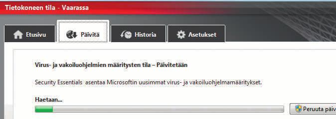 ASENNA CD :LTÄ Muistithan virustorjunnan? Microsoft Security Essentials on Tietoturvakeskuksessa. tai oikeammin ohjelman, jolla voi torjua muitakin haittaohjelmia kuin vain viruksia.