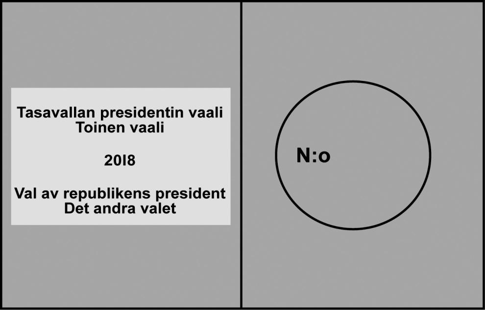 17 Vuoden 2018 presidentinvaalin ensimmäisessä vaalissa äänestyslippu on seuraavanlainen: Vuoden 2018 presidentinvaalin toisessa vaalissa äänestyslippu on