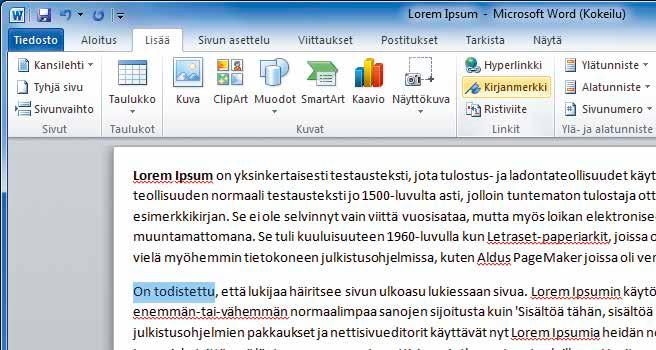 Siirry kätevästi asiakirjassa Pitkän raportin tai muun monipolvisen asiakirjan silmäilyä voi helpottaa