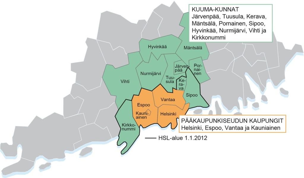 13 Kuva 1. HLJ 2011 -suunnittelualue ja Helsingin seutu.