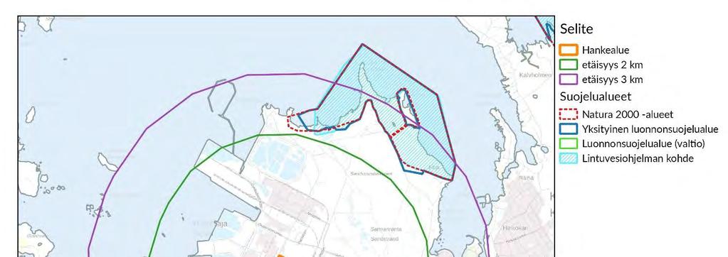 13.1.3 Luonnonsuojelu Hankealuetta lähin luonnonsuojelualue on Rummelön-Harrbådanin Natura-alue (FI1000003), joka luokitellaan luontodirektiivin (SCI) ja lintudirektiivin mukaiseksi suojelualueeksi