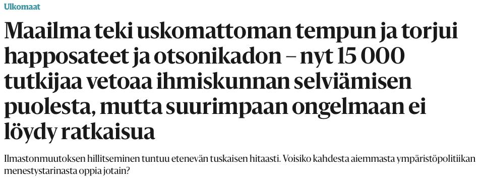 Talouskasvu ja Suomen ympäristön 8la osa ympäristöongelmista on osa/u hoitaa, mm.