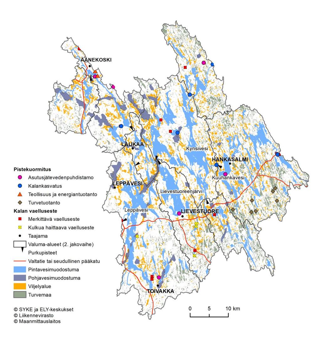 Kuva 13. Keskeiset kysymykset Leppäveden-Kynsiveden alueella.
