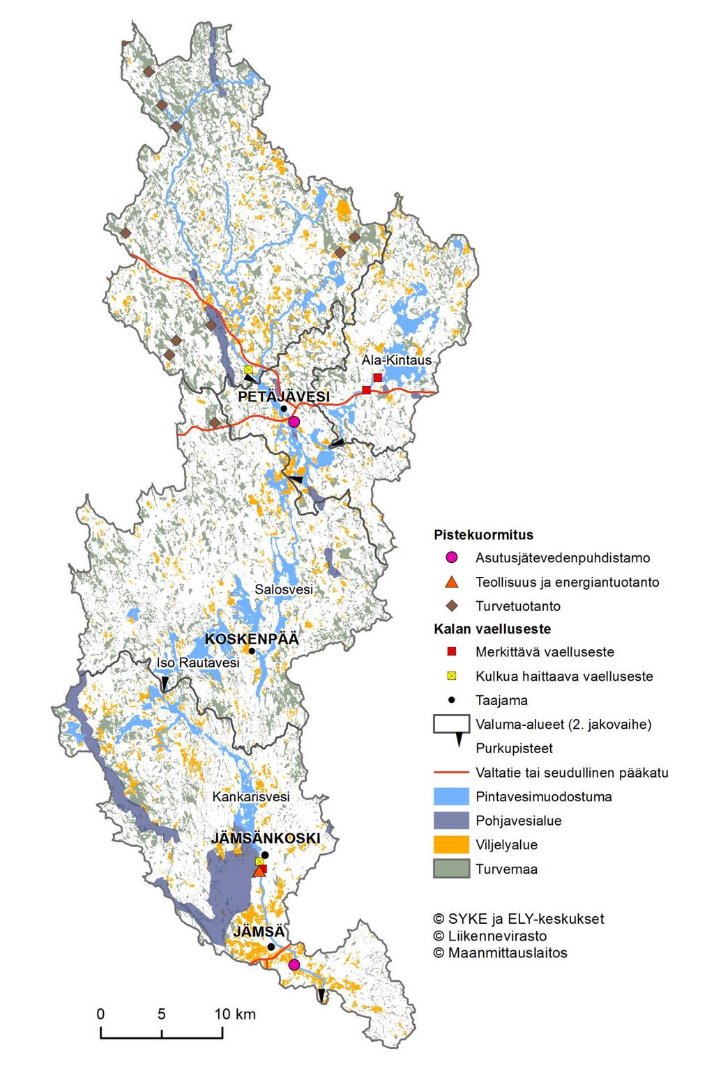 Kuva 14. Keskeiset kysymykset Jämsän reitillä.