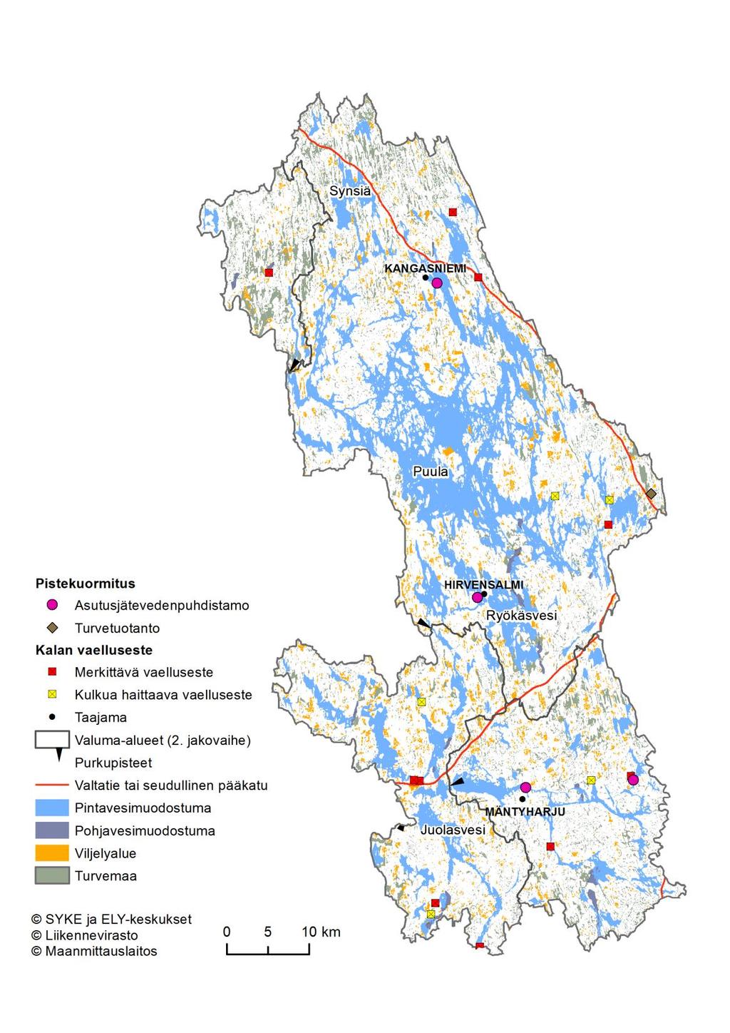 Kuva 21. Keskeiset kysymykset Mäntyharjun reitin keskiosalla.