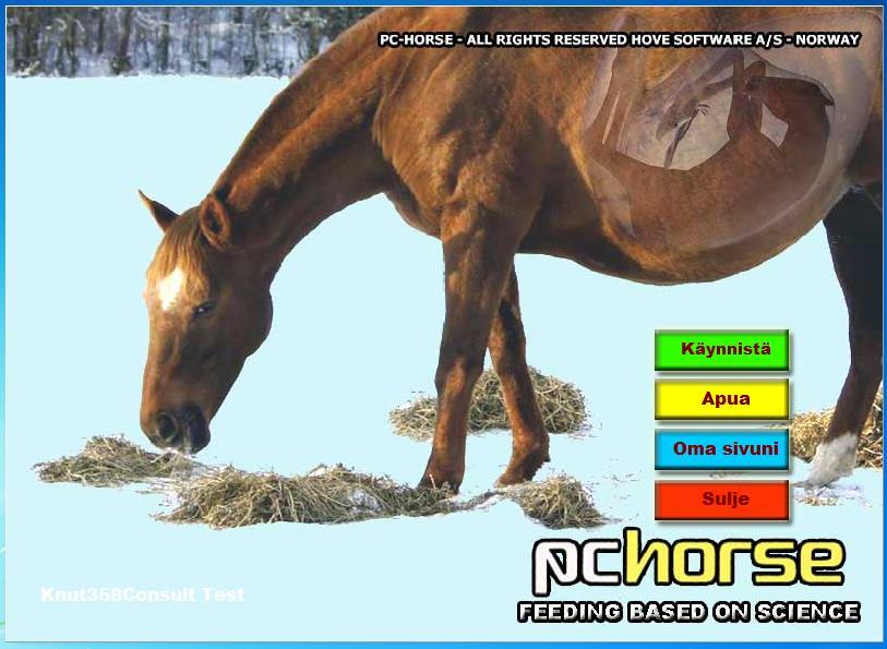*PC Horse on norjalainen hevosten ruokintasuunnitteluohjelma, johon on tehty suomenkieliset käännökset *Tulosten mukana tulee kokeilukoodi 30 vuorokauden
