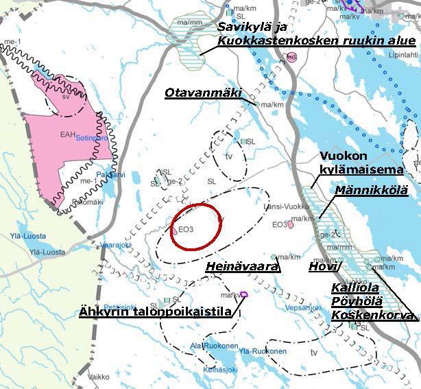 FCG SUUNNITTELU JA TEKNIIKKA OY Kaavaselostus 30 (83) Kuva 18 Maiseman ja kulttuuriympäristön valtakunnalliset ja maakunnalliset arvokohteet nimettynä maakuntakaavakartalle (Pohjois-Karjalan 3.