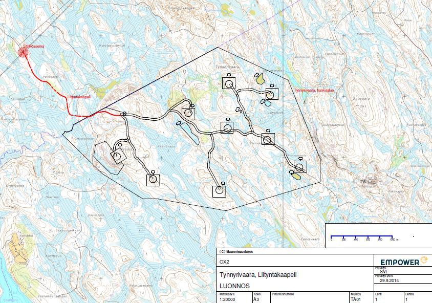 FCG SUUNNITTELU JA TEKNIIKKA OY Kaavaselostus 36 (83) pillisesti 0,5 1 metrin syvyyteen. Kaapeliojan leveys on noin metri. Kaapeliojat sijoitetaan pääosin huoltoteiden yhteyteen.