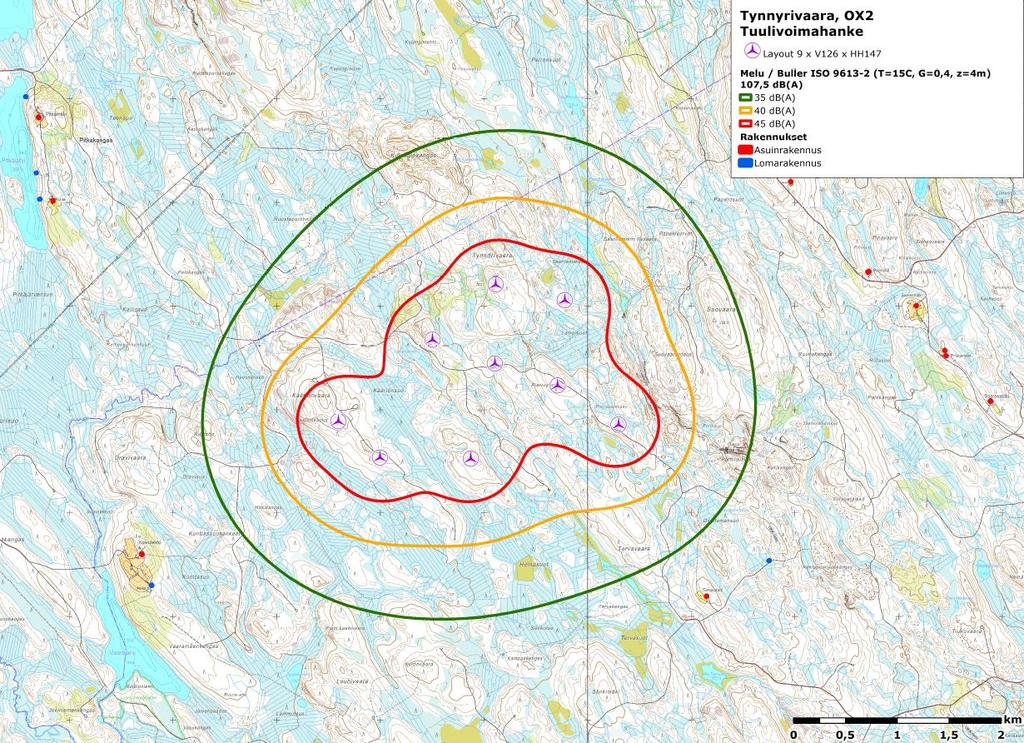 FCG SUUNNITTELU JA TEKNIIKKA OY Kaavaselostus 70 (83) Kuva 36 Ehdotusvaiheen melumallinnus.