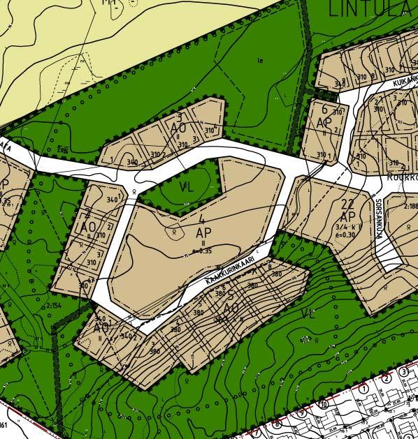 Asemakaavoitus Aluetta koskee valtuuston 27.11.2006 hyväksymä Lintulan asemakaava. Tässä asemakaavassa kaavamuutosalue on osoitettu asuinpientalojen korttelialueeksi (AP).