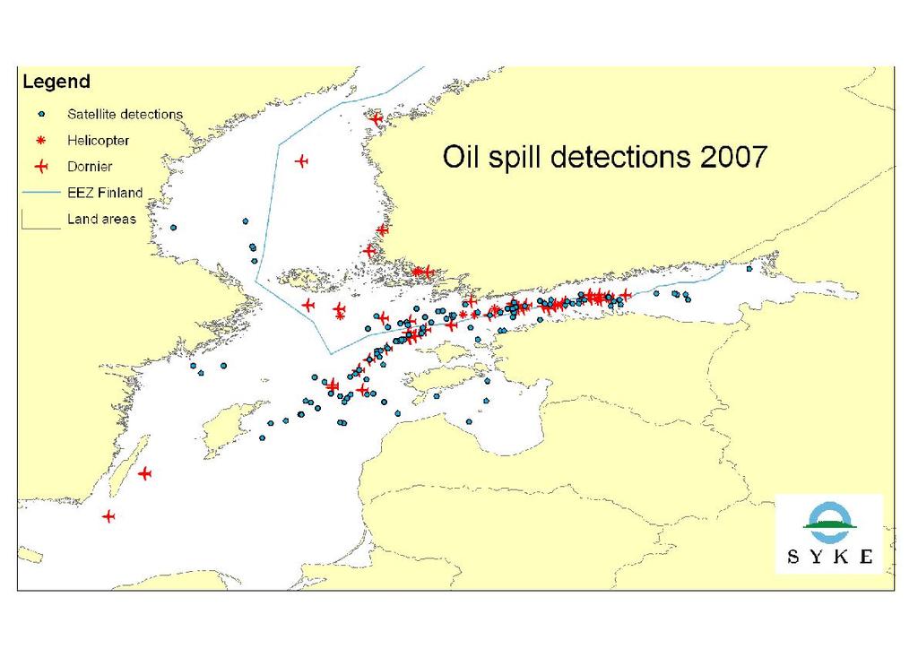 Öljypäästöt 2007 Satellite observation statistics Total number of images (16.4. 30.10.