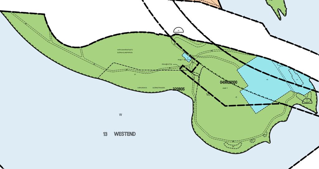 5.3 Maankäyttö Karhusaaren maanpäällinen asemakaava (Kuva 5) on huomattavan vanha, sillä sen viimeisin muutos on tehty tammikuussa 1988.