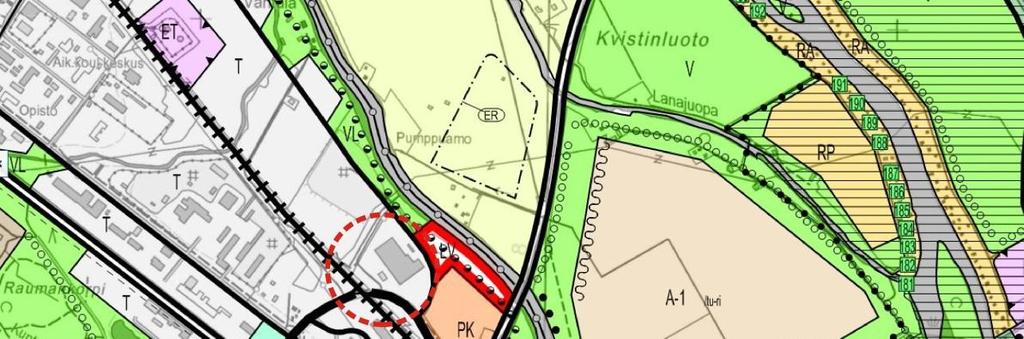 4.2. Yleiskaava Suunnittelualueella on voimassa oikeusvaikutteinen Kantakaupungin yleiskaava 2025 (KV 10.12.2007), jonka mukaan suunnittelualue on teollisuus- ja varastoaluetta. (T).