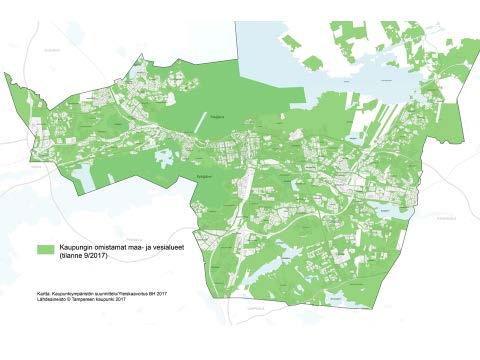 7.2 Kaupungin nykyinen maanomistus Kaupungin kokonaismaapinta-ala on 521,9 km 2, josta kaupungin omistuksessa 1.10.2017 on 125,6 km 2 eli 24,07 %.