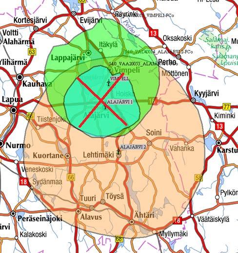 PÄÄLLEKKÄISET PEITTOALUEET, SAMA OHJELMASISÄLTÖ (1/3) Nykytilanne: Järviradio (Alajärven seutu): Seinäjoki 1: