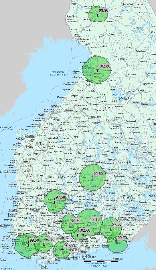 Taajuuskokonaisuus 15 (nyk. SuomiRock) Hausjärvi 102.6 Hollola 97.1 Hämeenlinna 96.3 Jyväskylä 96.8 Kaarina 99.