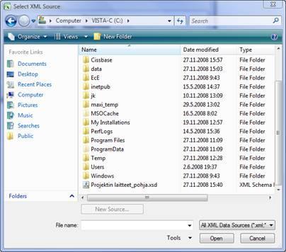 8. XML Maps -lomakkeella avaa Add.