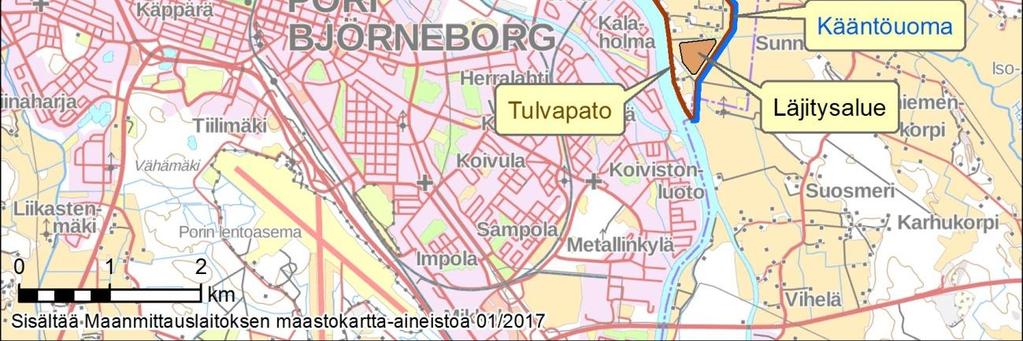 Sisäjärveen pumpataan vettä 0,1 m 3 /s. Sisäjärveen tulee hulevesiä sen valuma-alueelta, mikä lisää pois pumpattavien vesien määrää.