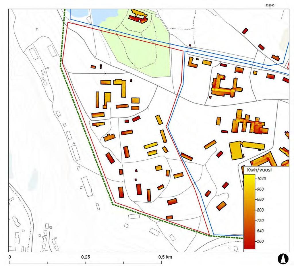 37 Kuva 5-4 Auringon kokonaissäteilyenergia (kwh/m 2 /vuosi)