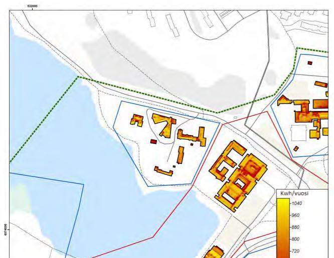 51 Kuva 5-16 Auringon kokonaissäteilyenergia (kwh/m 2 /vuosi)