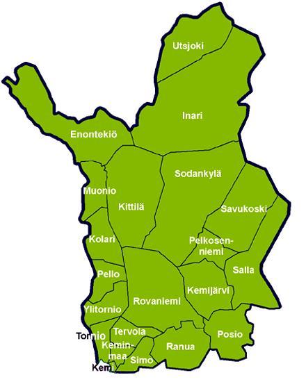Muonion-Enontekiön pth-esh integraation pilottina - Kaksi kuntaa, yhteensä noin 4200 asukasta - Muonio melko kompakti yhden asiointikeskuksen ja terveyskeskuksen kunta - Enontekiö laaja,