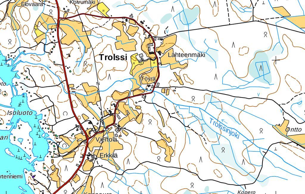 8 Kuva 4.3. Trolssinjoen sähkökalastusalojen sijainti vuodesta 2018 lähtien. (vihreä ympyrä=uusi ala, punainen ympyrä=vanha koeala) 4.